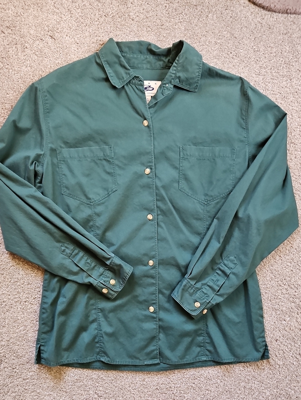 Womens 100% Cotton Dark Green Button Down Shirt Size Large